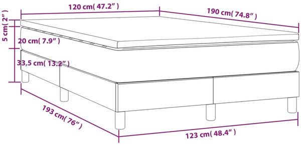 vidaXL Boxspringbett mit Matratze Blau 120x190 cm Stoff 3269696 Bild 8