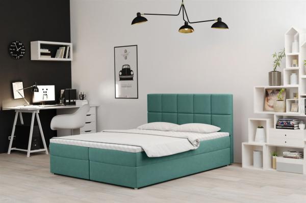 Boxspringbett Schlafzimmerbett FRASCO 180x200cm in Stoff Soro Türkisblau