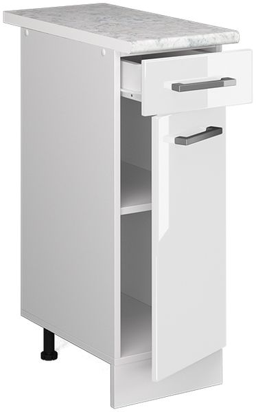 Unterschrank R-Line Weiß Hochglanz 30 cm mit Schublade, mit Arbeitsplatte Vicco Bild 5