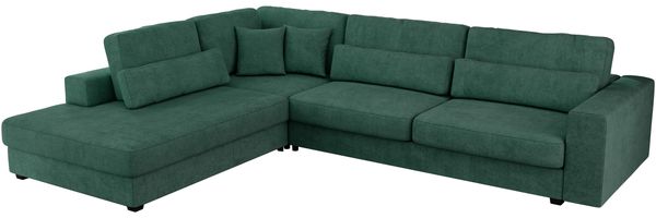 Freistehendes Ecksofa mit lose Kissen, L-form - SAVONA - links - Grün Stoff Bild 6