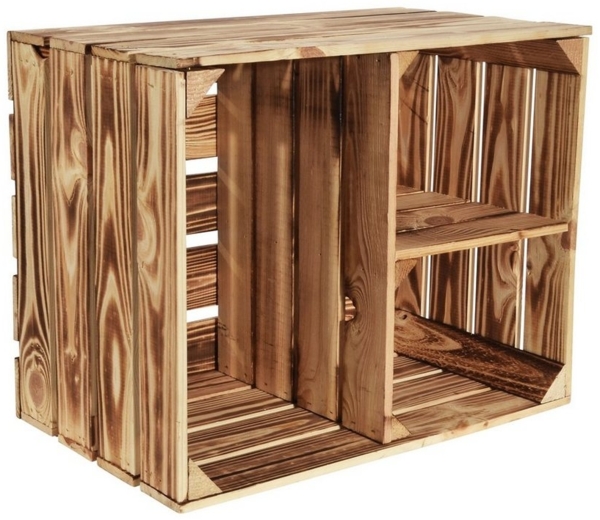 CHICCIE Holzkiste Geflammte Obstkiste 50x40x30 – Hell Geflammt T Regal (2 St)
