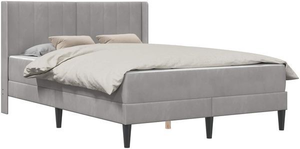 vidaXL Bettgestell mit Matratze Hellgrau 160 x 200 cm Samt 3414873 Bild 2
