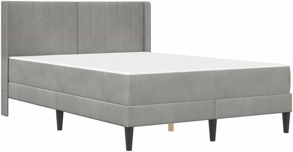 vidaXL Bettgestell mit Matratze Hellgrau 160 x 200 cm Samt 3414873 Bild 3