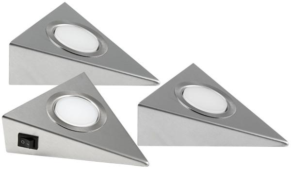 Heitronic Nr. 23009-HE LED Unterbauleuchte Genua 3er Set silber 3000K 230V