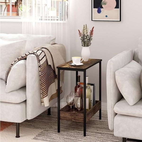 Woltu Beistelltisch (1-St), mit 2 Ablagen, Couchtisch mit Stauraum 50x55x25cm