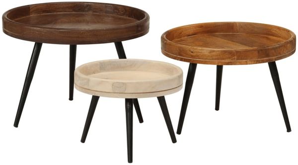 vidaXL Couchtische 3 Stk. Rund Massivholz Mango 352033 Bild 9
