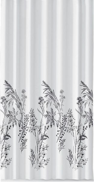 Ekershop Duschvorhang Textil HEIDE Weiß und Schwarz für Duschstange Breite 240 cm (inkl. Ringe), Höhe 200 cm, wasserabweisend, waschbar, bügelbar
