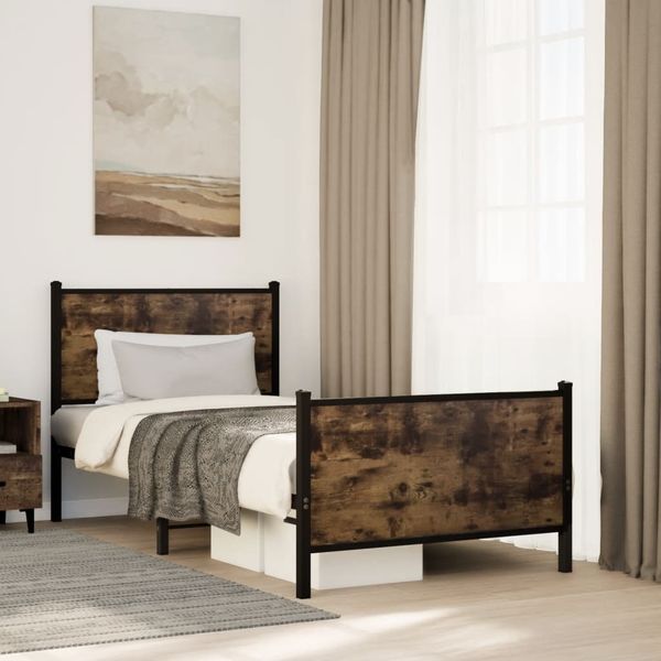 vidaXL Metallbett ohne Matratze Räuchereiche 80x200 cm 4007676