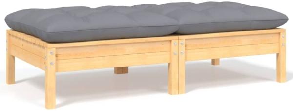 vidaXL Gartensofa 2-Sitzer mit Kissen in Grau Massivholz Kiefer 806657