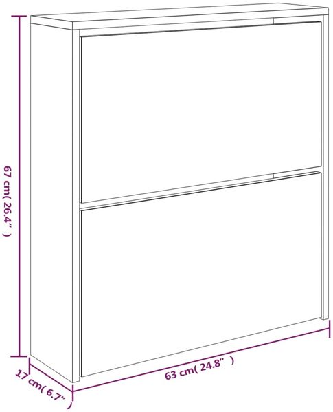 vidaXL Schuhschrank mit Spiegel 2 Fächer Schwarz 63x17x67 cm 342629 Bild 8