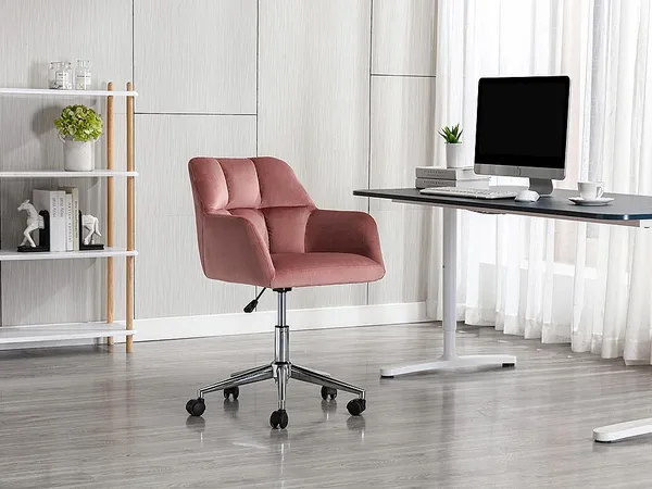 Vente-unique - PEGA Office chair SamtStoff Puderrosa - B 60 cm x H 86 cm76 cm x L 59 cm