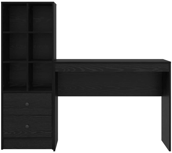 vidaXL Schreibtisch mit Stauraum mit Regal 2 pcs Schwarz Eichen-Optik 3337330 Bild 7
