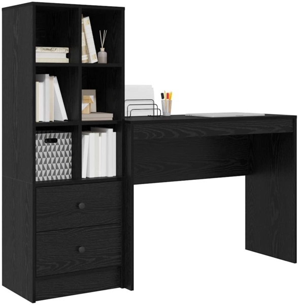 vidaXL Schreibtisch mit Stauraum mit Regal 2 pcs Schwarz Eichen-Optik 3337330 Bild 2