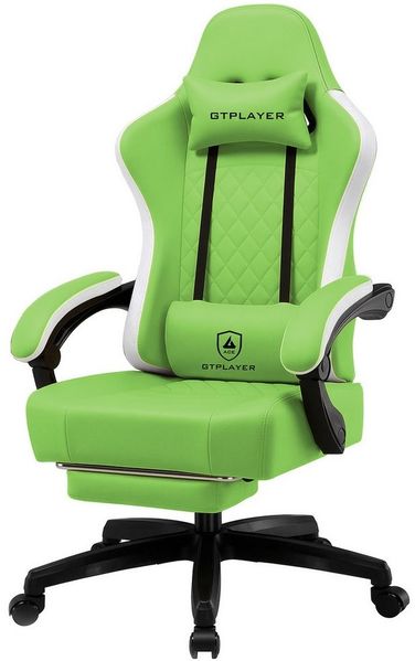 GTPLAYER Gaming-Stuhl Ergonomischer Gaming Sessel Schreibtischstuhl aus Stoff/Kunstleder (Pacekung), Federsitzkissen mit Fußstütze