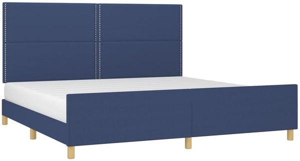 Bettgestell mit Kopfteil Blau 200x200 cm Stoff [3125006] Bild 3
