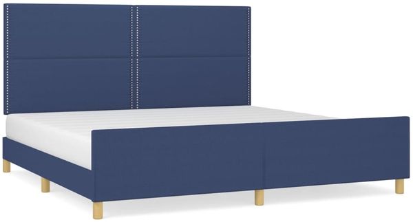 Bettgestell mit Kopfteil Blau 200x200 cm Stoff [3125006] Bild 2