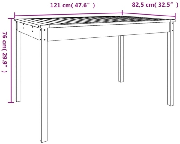 vidaXL Gartentisch 121x82,5x76 cm Massivholz Douglasie 823974 Bild 7