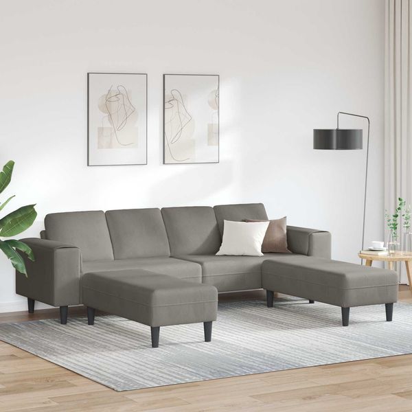 vidaXL Sofa Hellgrau 250 x 188 x 76 cm Cordstoff 3335131