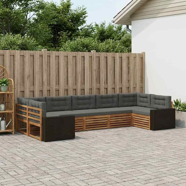 vidaXL Outdoor-Sofagarnitur mit Kissen 7 pcs Natur und Anthrazit 3383815
