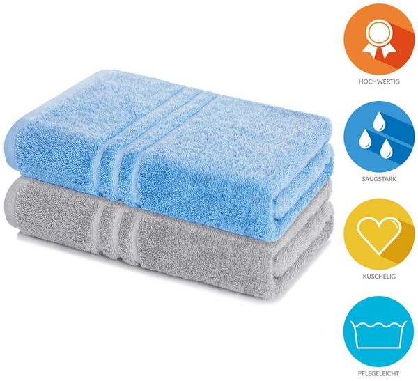 Lavea Saunatuch Set Saunahandtuch 80x200 cm Elena Frottee, Sauna-Handtücher, 100% Baumwolle (Set, 2-St), 500 g/m² Frottier, weich & saugstark, pflegeleicht