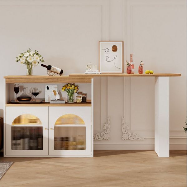 Odikalo Bartisch 138-193X39X105CM ausziehbarer Bartisch,Ausziehbarer Esstisch