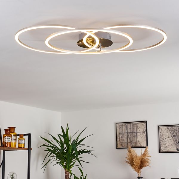 hofstein Deckenleuchte »Sini« moderne Deckenlampe aus Metall in Silber/Nickel, 3000 Kelvin, 36 Watt, 2800 Lumen, stufenlos dimmbar mit vorhandenem Lichtschalter