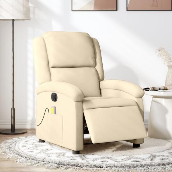 vidaXL Massagesessel Elektrisch Creme Stoff 3204161