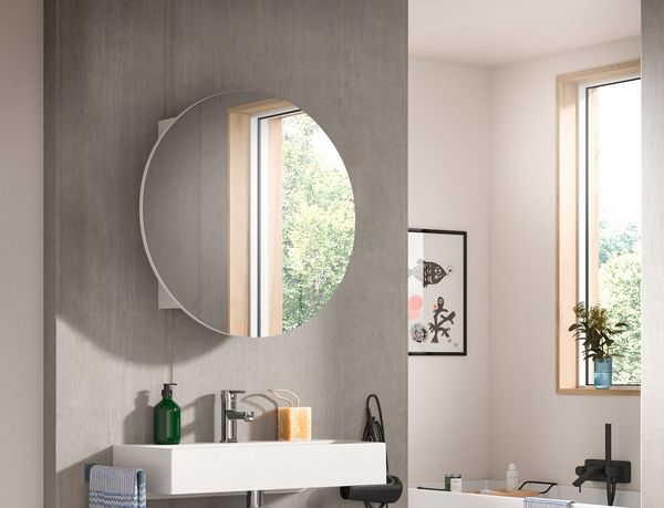 welltime Spiegelschrank Litica, rund Ø 70cm, 1 Spiegeltür, 2 Einlegeböden Spiegel, Bad Schrank, Hängeschrank