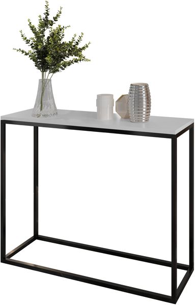 AX LIVING Konsole für Flur Lortie 100 cm weiß schwarzes Metallgestell Bild 2