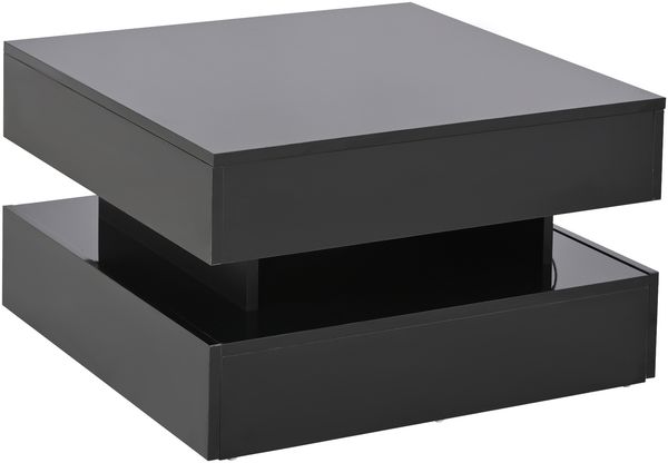Couchtisch 65x65x38,5 cm mit anhebbarer Tischplatte, Hochglanz-Oberfläche, 2 Schubladen und LED-Lichtleiste Bild 6