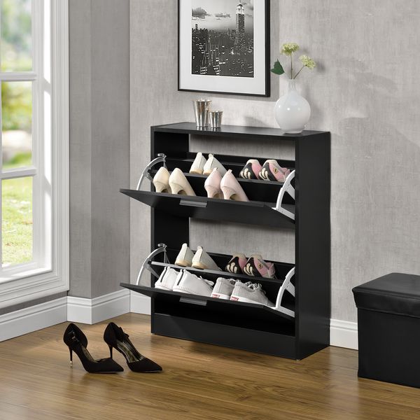 [en. casa] Schuhkipper Schwarz, 81 x 24 x 63 cm