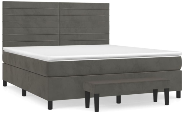 vidaXL Boxspringbett mit Matratze Dunkelgrau 180x200 cm Samt 3137918