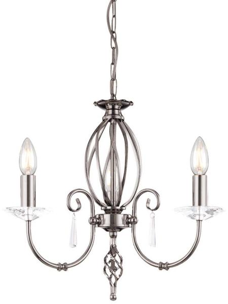 Kronleuchter, Hängelampe, Stahl Nickel, D 38 cm