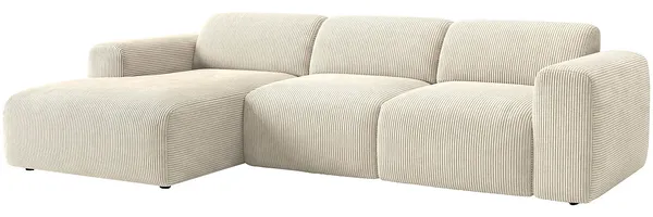 Vente-unique - POGNI Sofa SamtStoff Beige - B 166 cm x H 97 cm x L 287 cm