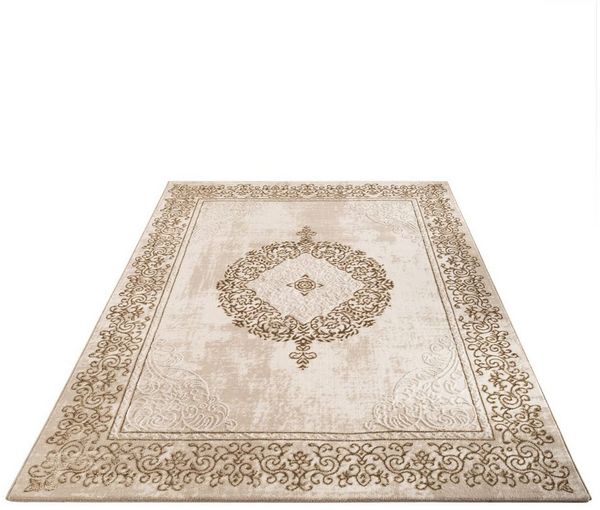 KADIMA DESIGN Teppich Orientalisch Wohnzimmer 100% Polyester Teppich Kurzflor, Läufer, Höhe: 12 mm, Florhöhe: 8 mm, Handwäsche, Rücken - Baumwolle, Läufer, 80x150, Beige
