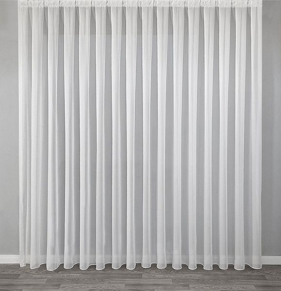 DecoHome24 Gardine Voile Weiß mit Falten (1 St), Faltenband, transparent, Store