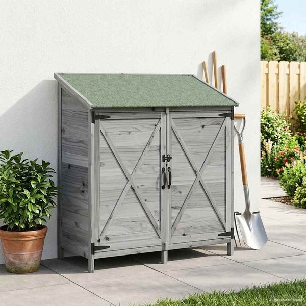 vidaXL Gartenschuppen Grau 106 x 56 x 113,5 cm Massivholz aus Fichte 42033474