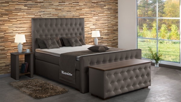 Meisterbetten Boxspringbett Tela 180x200 in KL-Elephant, Matratzenbezug Nano, Ergoflex-Topper