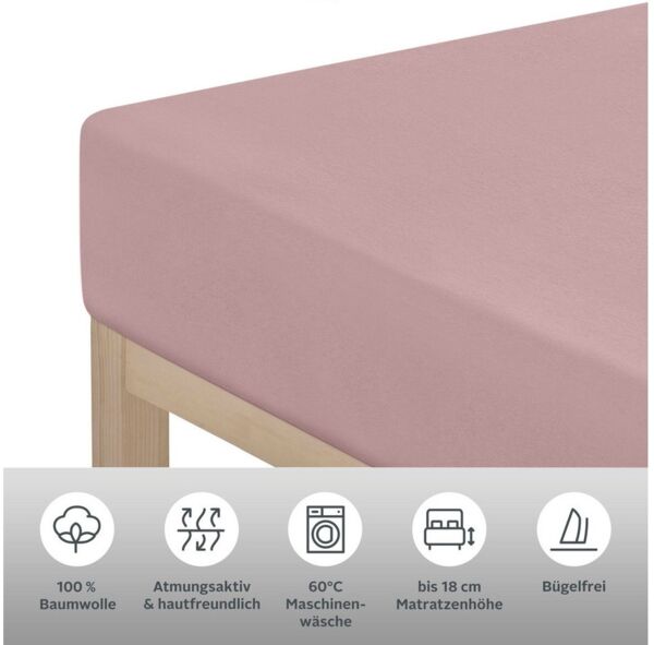 OTTO home Spannbettlaken PHYSALIS Comfort 100% Baumwolle, 150 g/m², Jersey, Gummizug: rundum, (1 Stück), Bettlaken bis 20 cm Matratzenhöhe, weich, bügelfrei, optimaler Sitz