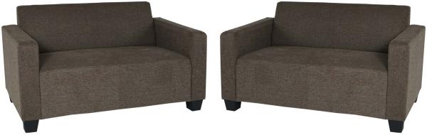 Sofa-Garnitur Couch-Garnitur 2x 2er Sofa Lyon Stoff/Textil ~ braun