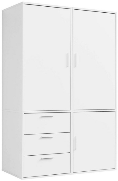 mokebo Kleiderschrank Der Grenzenlose (3-Türig & 3 Schubladen) Garderobenschrank, Schlafzimmerschrank oder Schrank groß in Weiß
