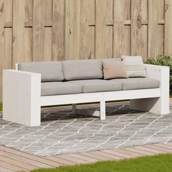 vidaXL Gartensofa 3-Sitzer Weiß 189x60x62 cm Massivholz Kiefer 832374