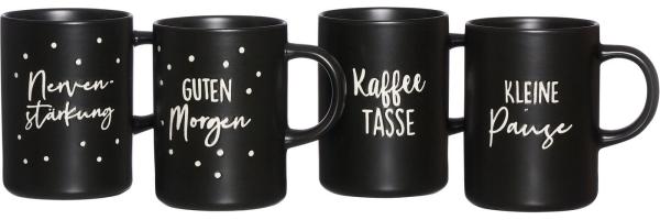 Ritzenhoff & Breker Kaffeebecher-Set Svart, 4-tlg, Kaffee Becher, Tasse, Porzellan, Schwarz, 390 ml, 318418