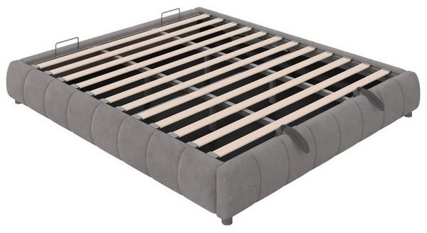 STILVORA Polsterbett 180x200 Doppelbett mit LED&Stauraum,Jugendbett mit Lattenrost,Grau (Hydraulisches, ohne Kopfteil, mit LED-Licht & Stauraum, für moderne Schlafzimmer & Jugendzimmer 180x200 cm), Ohne Matratze Bild 4