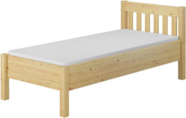 Hohes Holzbett 100x200 Bettrahmen mit Rollrost Seniorenbett Einzelbett V-60.55-10 Federholzrahmen und Matratze inkl.