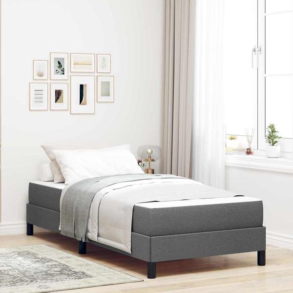 vidaXL Boxspringbett mit Matratze Dunkelgrau 90 x 190 cm Stoff 3398452