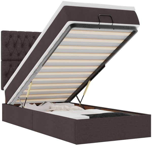 vidaXL Ottomane Bett mit Matratze & LEDs Dunkelbraun 90x200 cm Stoff 3314061