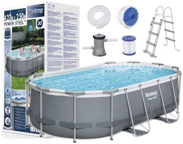 Bestway Power Steel Aufstellpool Oval 427x250x100 cm 92825 Bild 2