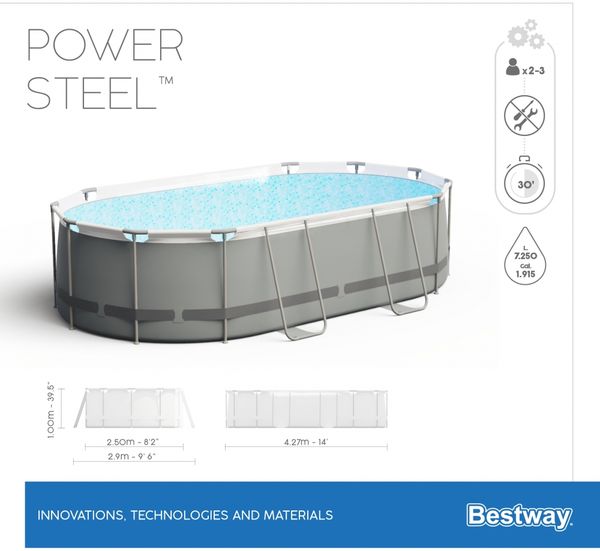 Bestway Power Steel Aufstellpool Oval 427x250x100 cm 92825 Bild 6