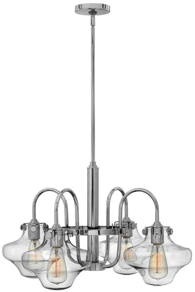 Kronleuchter, Hängelampe, Glas Stahl Chrom, D 66,7 cm